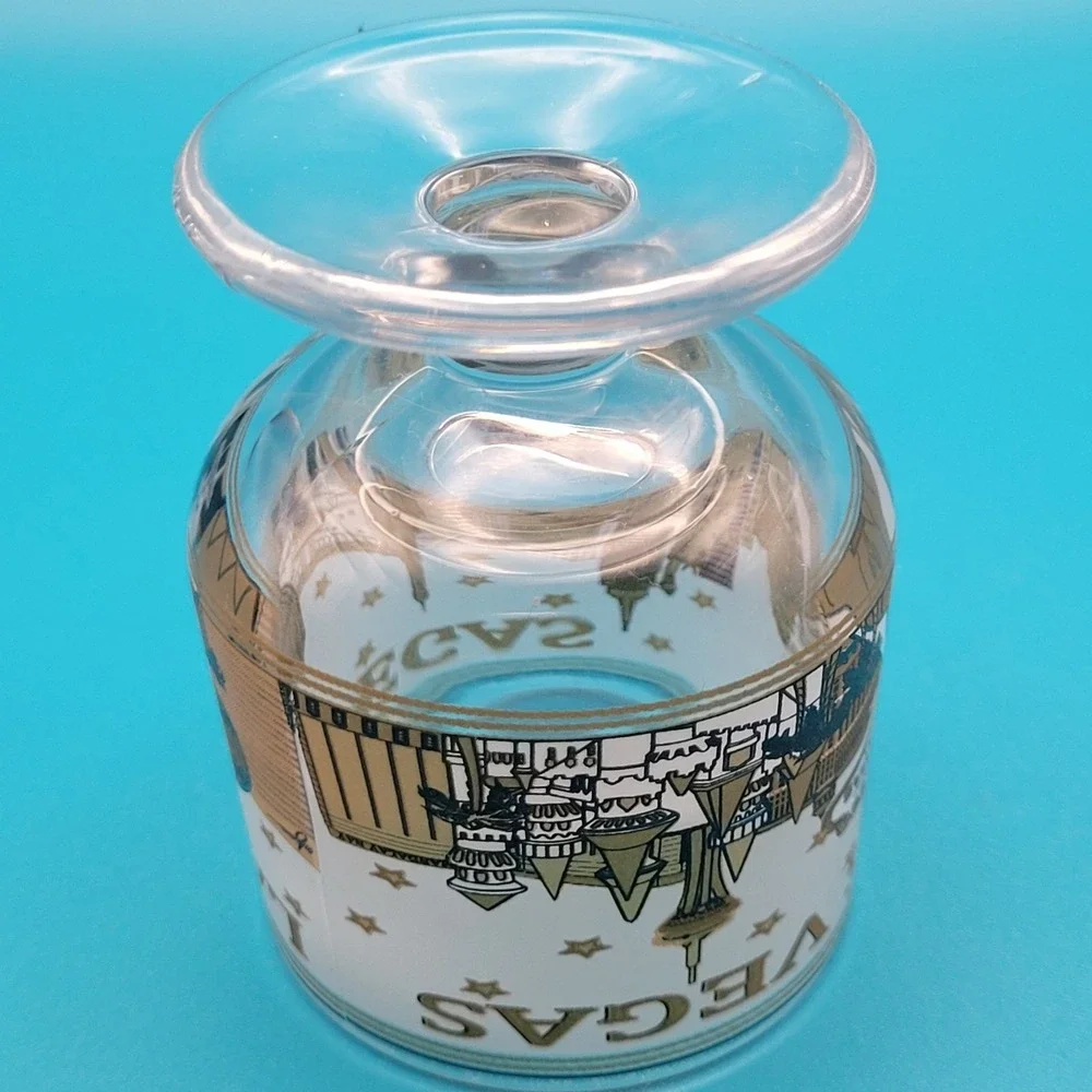 Las Vegas Collectible‎ Souvenir Shot Glass Landmark Buildings Frosted Gold Black